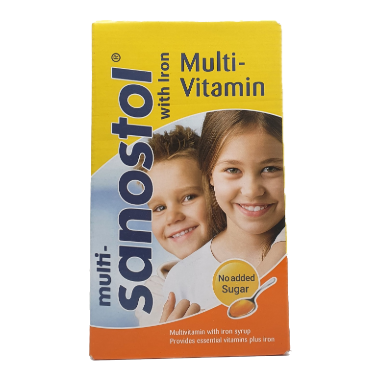 شربت مولتی سانستول آهن دار بدون شکر افزودنی Multi Vitamin Sanostol Sugar Free