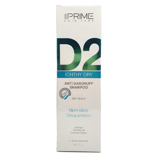 شامپو ضد شوره مناسب پوست سر خشک D2 پریم PRIME