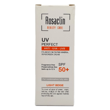 کرم ضد آفتاب رزاکلین spf50 مناسب پوست چرب و مختلط (رنگ بژ روشن) Rosaclin