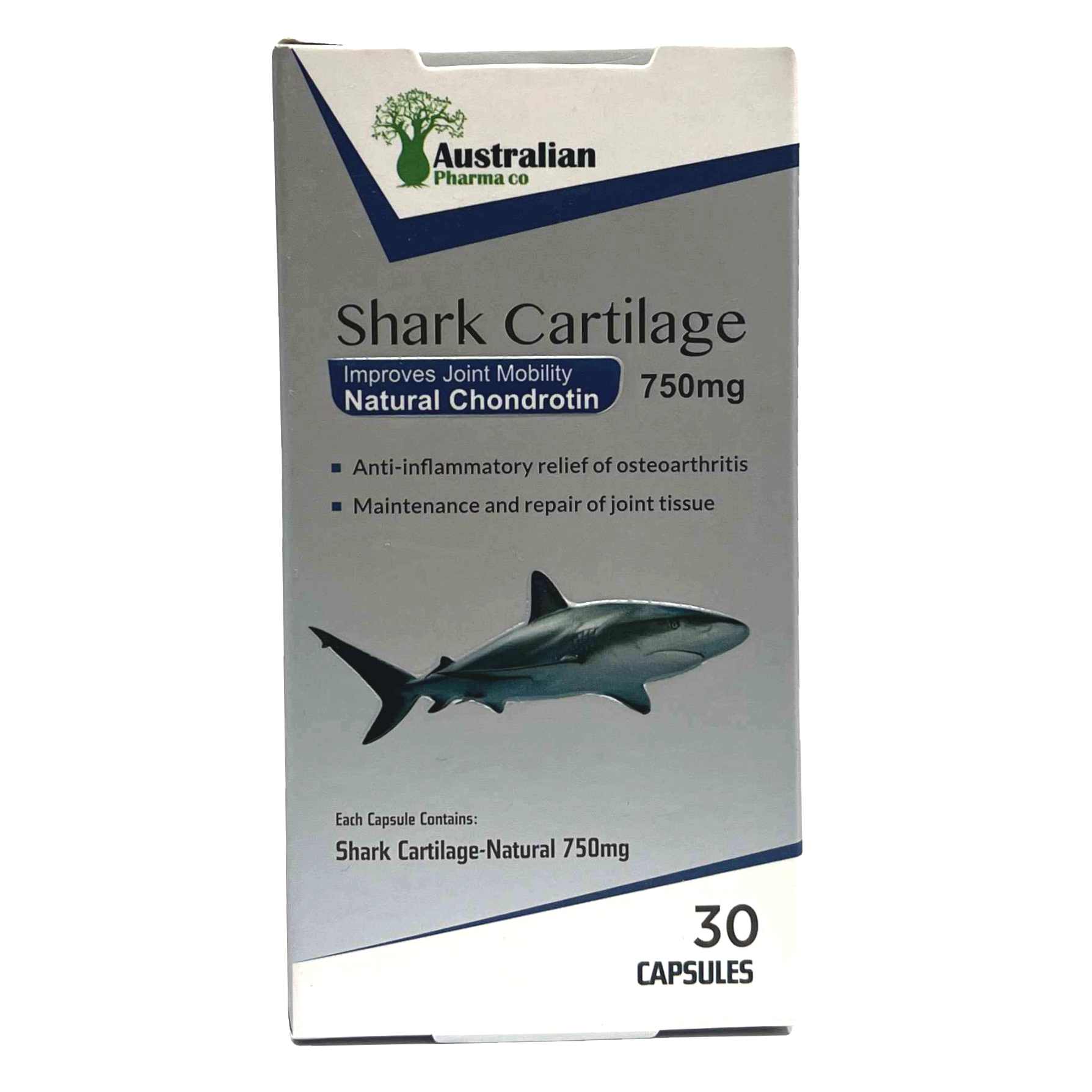کپسول شارک کارتیلیج 750 گرم غضروف کوسه ماهی Australian Pharma Shark Cartilage