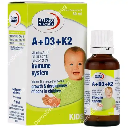 قطره خوراکی آ و د3 و کا2 یوروویتال EuRhoVital A + D3 + K2
