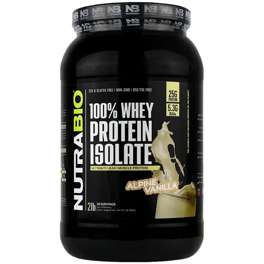 پودر پروتئین وی ایزوله نوترابایو طعم وانیل آلپاین Nutra BIO Whey Isolate